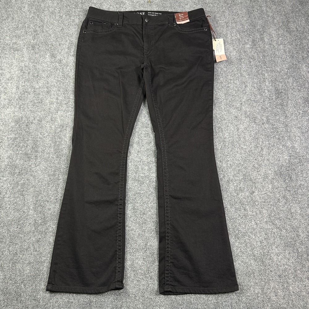 Knox Rose Womens Bootcut Jeans 18 Embellished Flap Pockets Black Mid Rise NWT